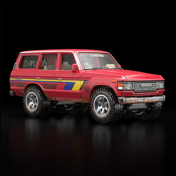 Hot Wheels x Maluma Toyota Land Cruiser FJ60 JWK47 official front three-quarter view