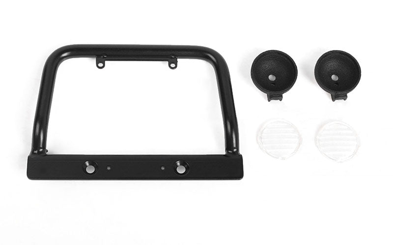 Steel Push Bar Front Bumper W/ Clear Flood Lights for RC4WD Gelande II 2015 Land Rover Defender D90