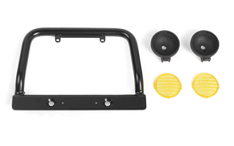 Steel Push Bar Front Bumper W/ Yellow Flood Lights for RC4WD Gelande II 2015 Land Rover Defender D90