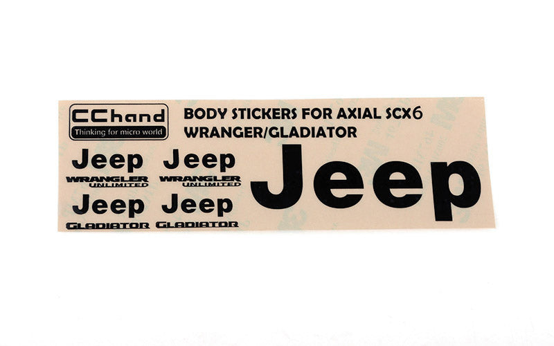 Metal Logo Decal Sheet for Axial 1/6 SCX6 Jeep Wrangler (Black)