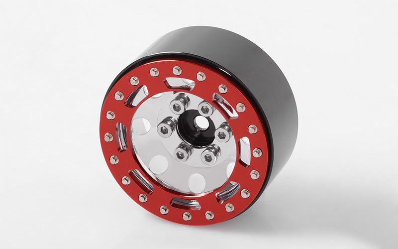 TRO 1.7" Stamped Steel Beadlock Wheels (Red/Chrome)