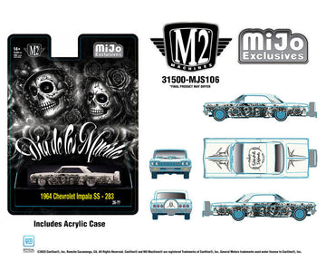M2 Machines MiJo Exclusives 1964 Chevrolet Impala SS Día de los Muertos 31500-MJS106 official promo composite