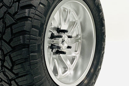 CEN Racing CKD0618 KAOS black chrome bullet wheel lugs installed on F250 KG1 wheel