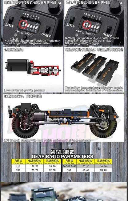 2024 Yikong YK4106PRO 1:10 Simulation RC Car Crawler 11CH Radio Tank Turing RTR