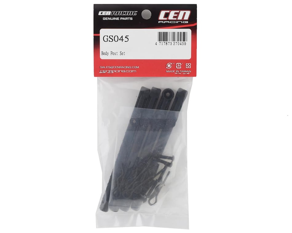 CEN Racing GS045 Body Post Set alternate view with body clips and hardware