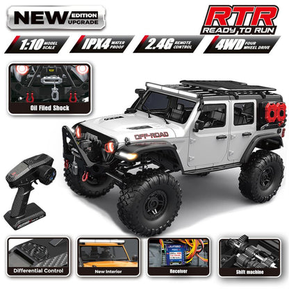 2025 New Upgrade HB-R1011/12/13/14/15/16 Jeep Rubicon Rc Car 1:10 Full Scale Model Climbing Car High Speed Off-Road Vehicle
