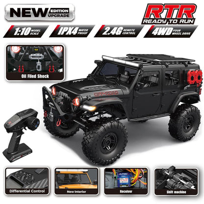 2025 New Upgrade HB-R1011/12/13/14/15/16 Jeep Rubicon Rc Car 1:10 Full Scale Model Climbing Car High Speed Off-Road Vehicle