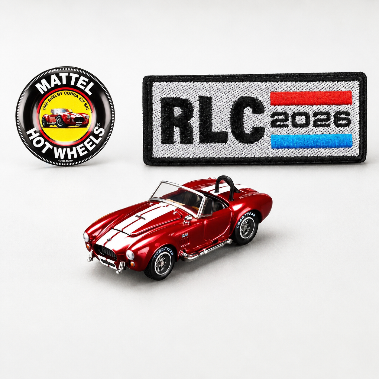 Hot Wheels RLC 1965 Shelby Cobra 427 S/C with 2026 RLC patch and membership button