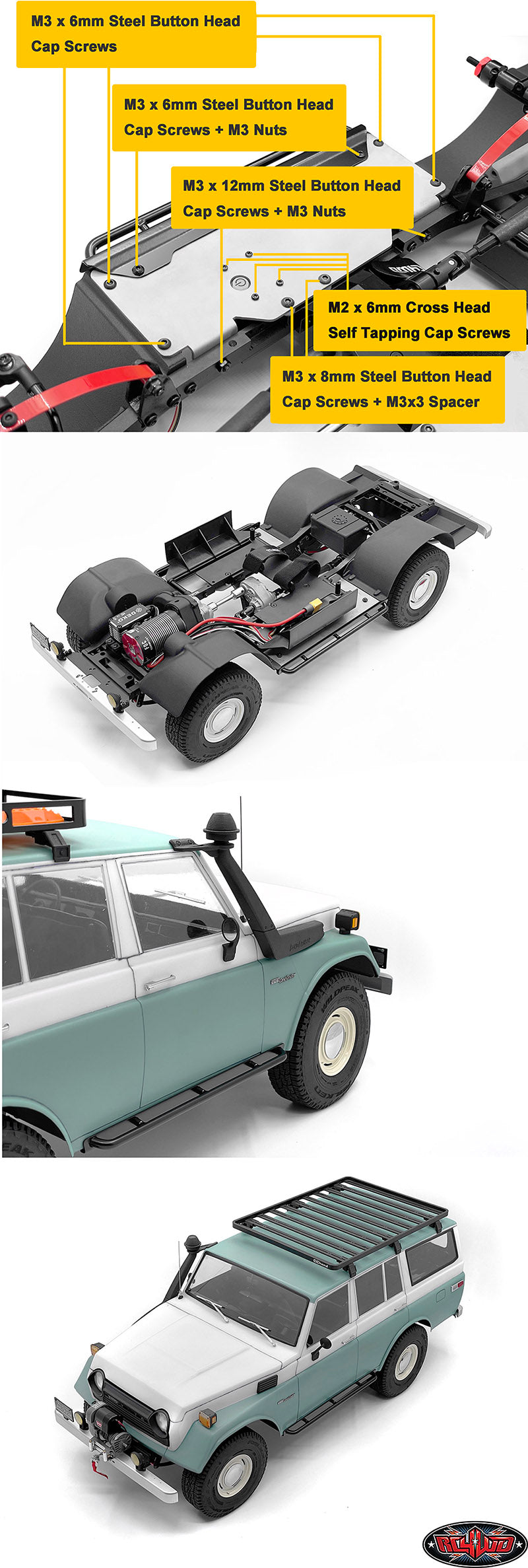 RC4WD FJ55 LWB side guard and sliders complete installed example