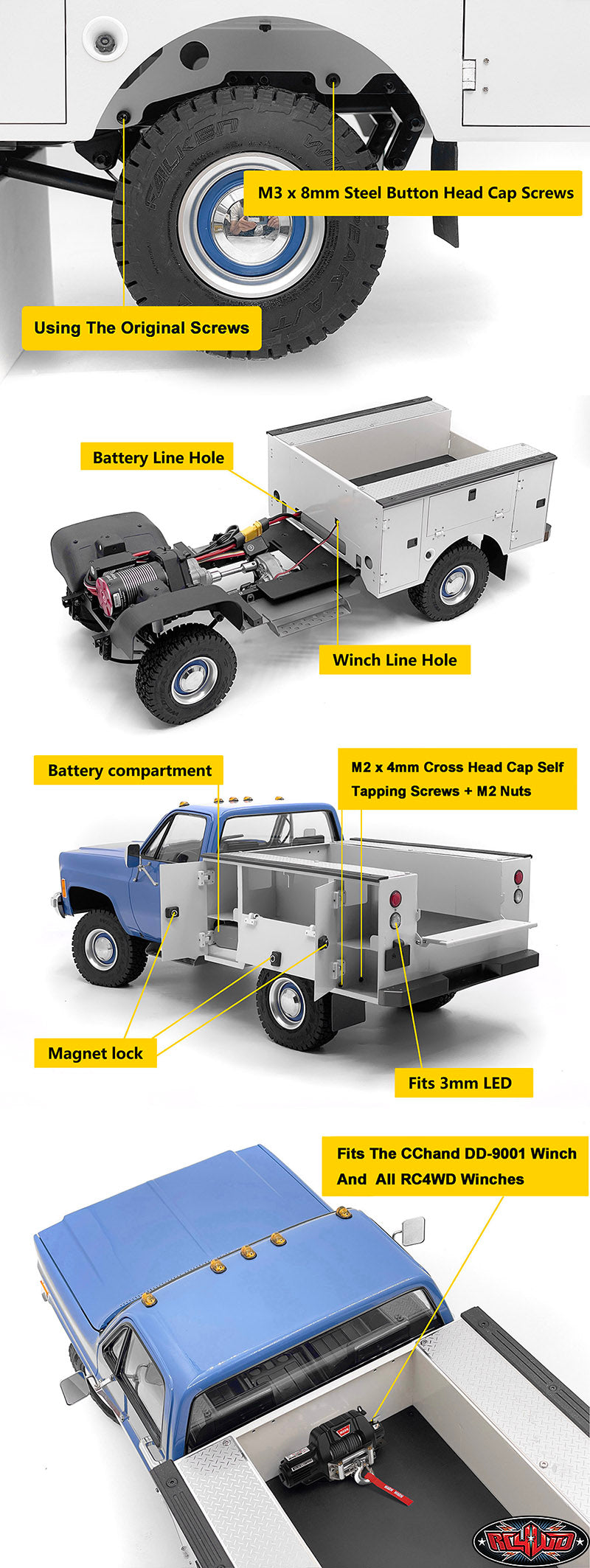 RC4WD K10 Utility Bed installed side view