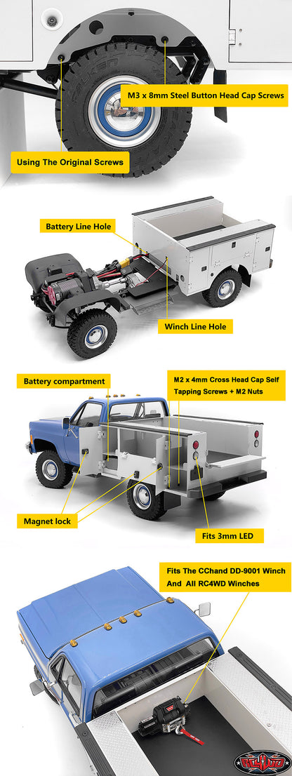 RC4WD K10 Utility Bed installed side view