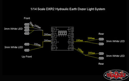 RC4WD DXR2 Hydraulic Earth Dozer light system installed front lights