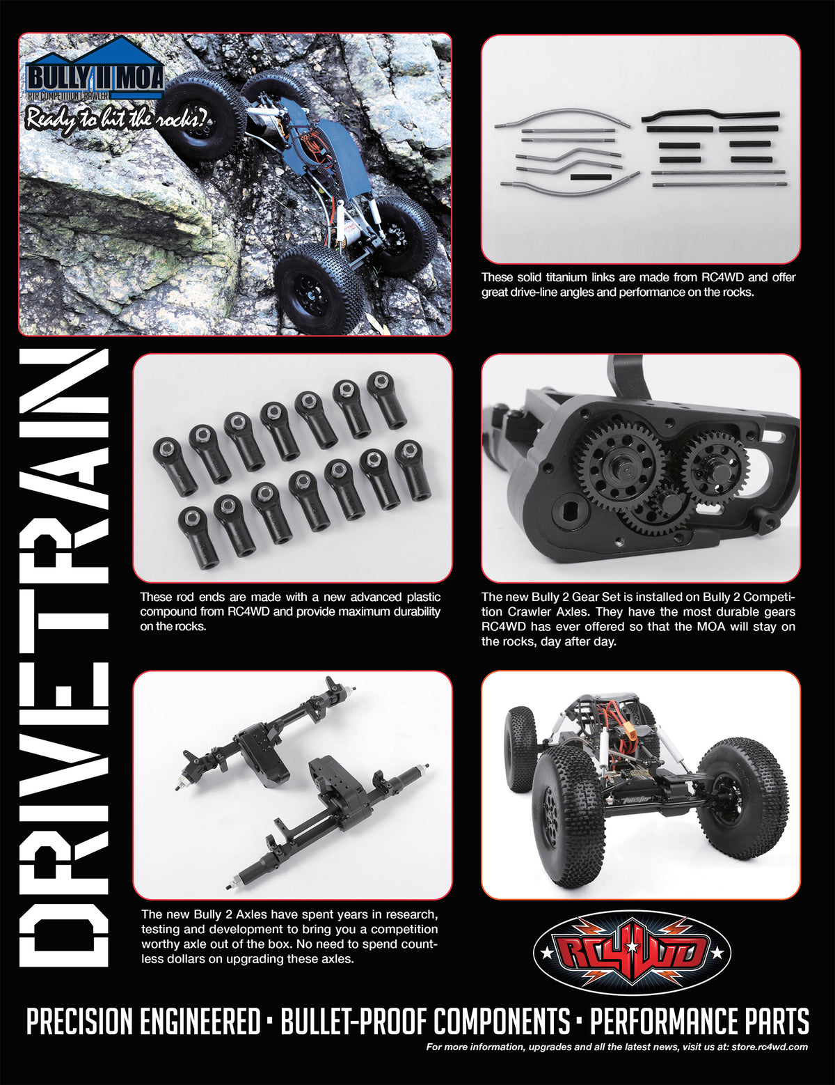 RC4WD Bully II MOA drivetrain and component detail