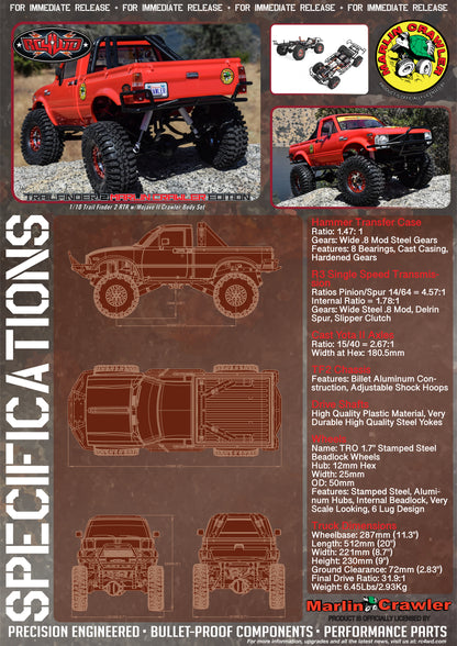 RC4WD Marlin Crawler Trail Finder 2 drivetrain specifications
