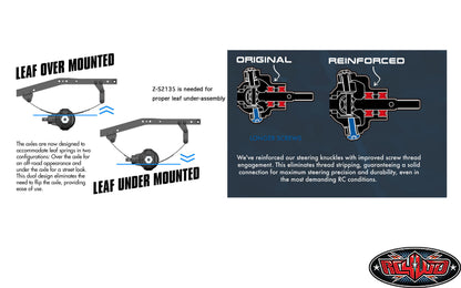 RC4WD Trail Finder 2 1985 Toyota 4Runner Red axle leaf spring configuration