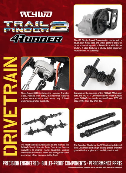 RC4WD Trail Finder 2 1985 Toyota 4Runner Red drivetrain specifications