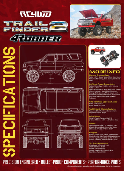 RC4WD Trail Finder 2 1985 Toyota 4Runner Red specifications
