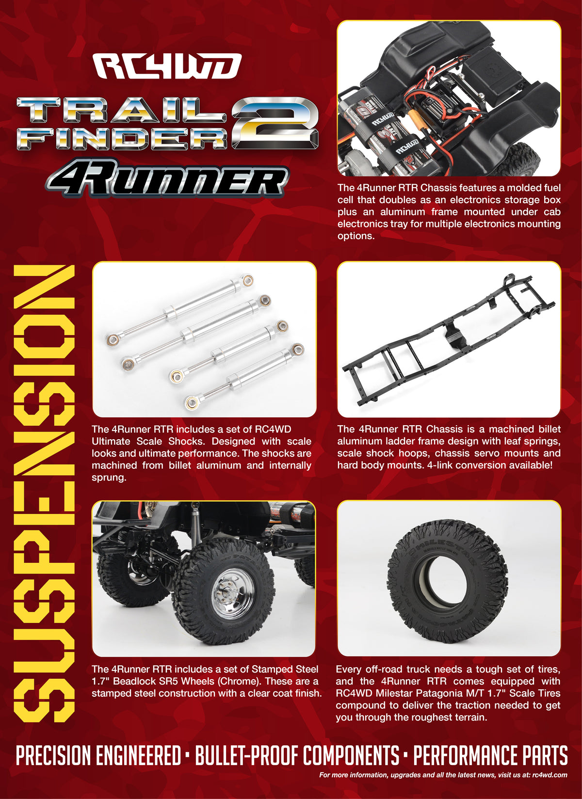 RC4WD Trail Finder 2 1985 Toyota 4Runner Red suspension and chassis