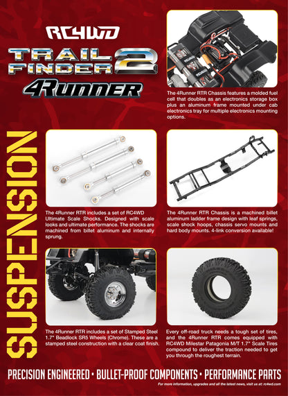 RC4WD Trail Finder 2 1985 Toyota 4Runner Red suspension and chassis