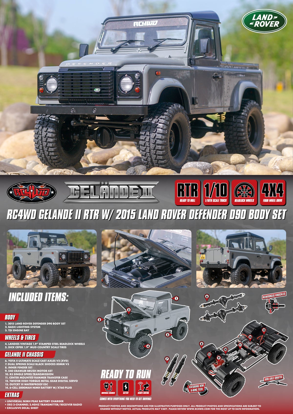 RC4WD Gelande II Defender D90 Grey product overview