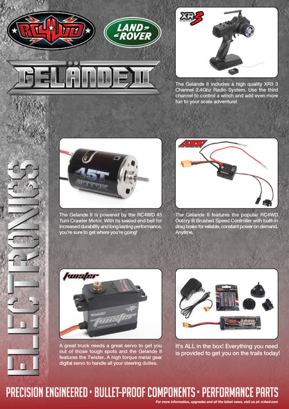 RC4WD Gelande II Defender D90 Grey RTR electronics and radio