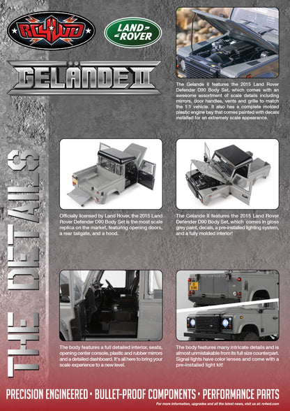 RC4WD Defender D90 Grey body and lighting details