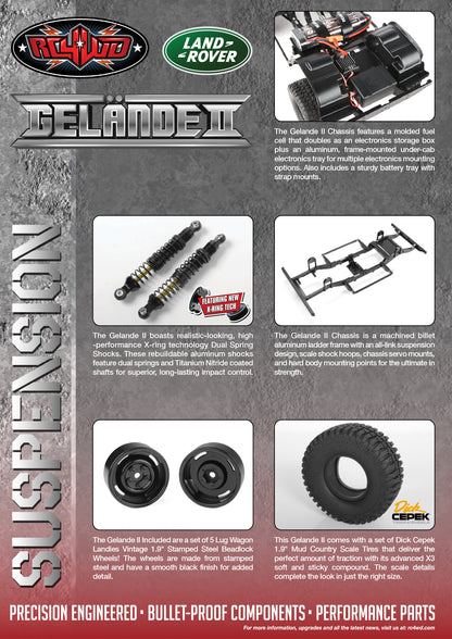 RC4WD Gelande II Defender D90 Grey suspension detail