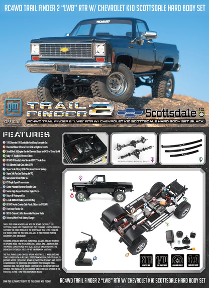 RC4WD Trail Finder 2 LWB Chevrolet K10 Scottsdale Black overview