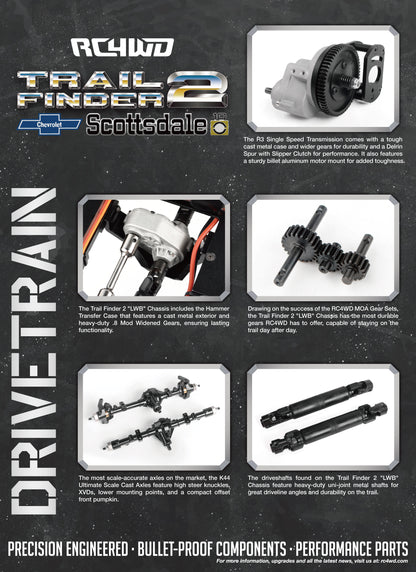 RC4WD Trail Finder 2 K10 Scottsdale Black drivetrain overview