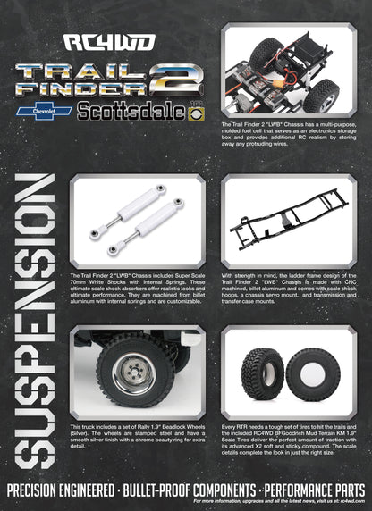 RC4WD Trail Finder 2 K10 Scottsdale Black suspension wheels and tires specifications