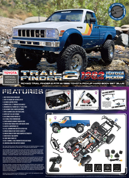 RC4WD Trail Finder 2 1982 Toyota Pickup Blue product and features overview