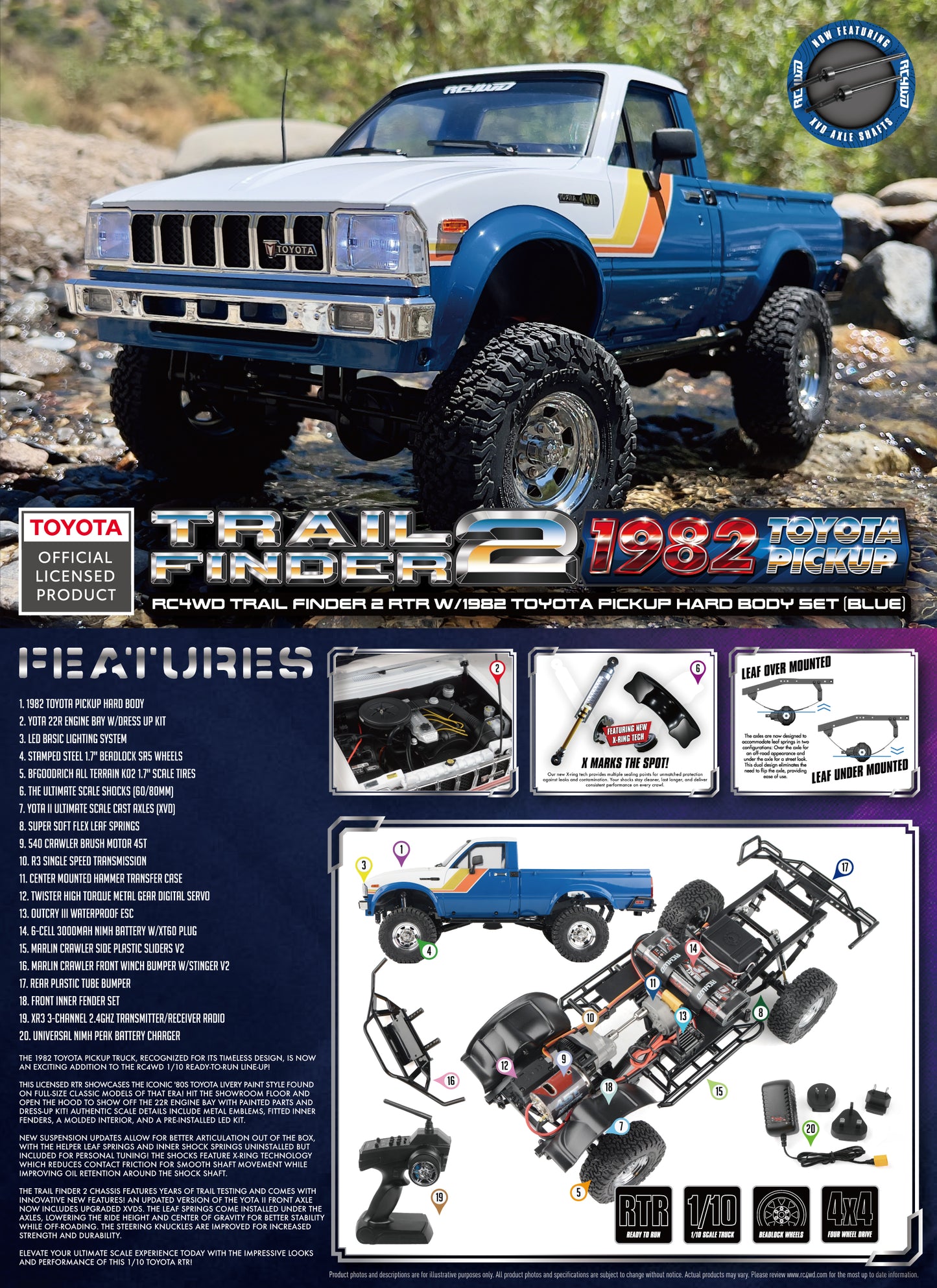 RC4WD Trail Finder 2 1982 Toyota Pickup Blue product overview