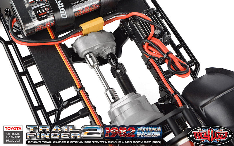 RC4WD Trail Finder 2 Toyota Pickup Red transfer case and electronics detail