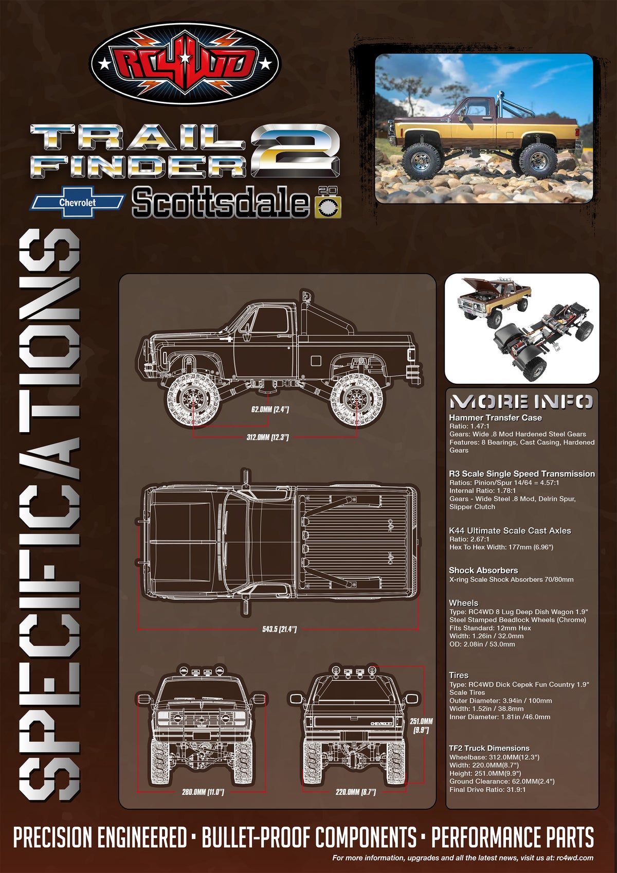 RC4WD Trail Finder 2 K10 Scottsdale Scale Dept Edition specifications