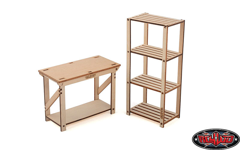 RC4WD 1/10 Wood Garage Shelves and Work Bench Set