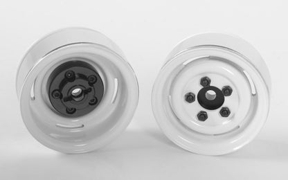 RC4WD 1.55 Landies Vintage Stamped Steel Beadlock Wheels White installed example