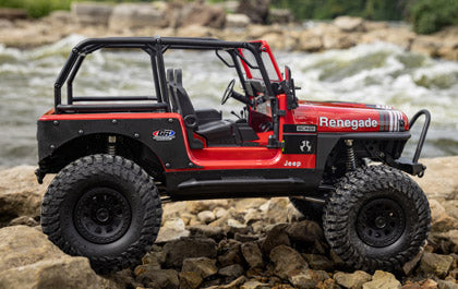 Axial SCX10 III Jeep CJ-7 Red side profile on rocks