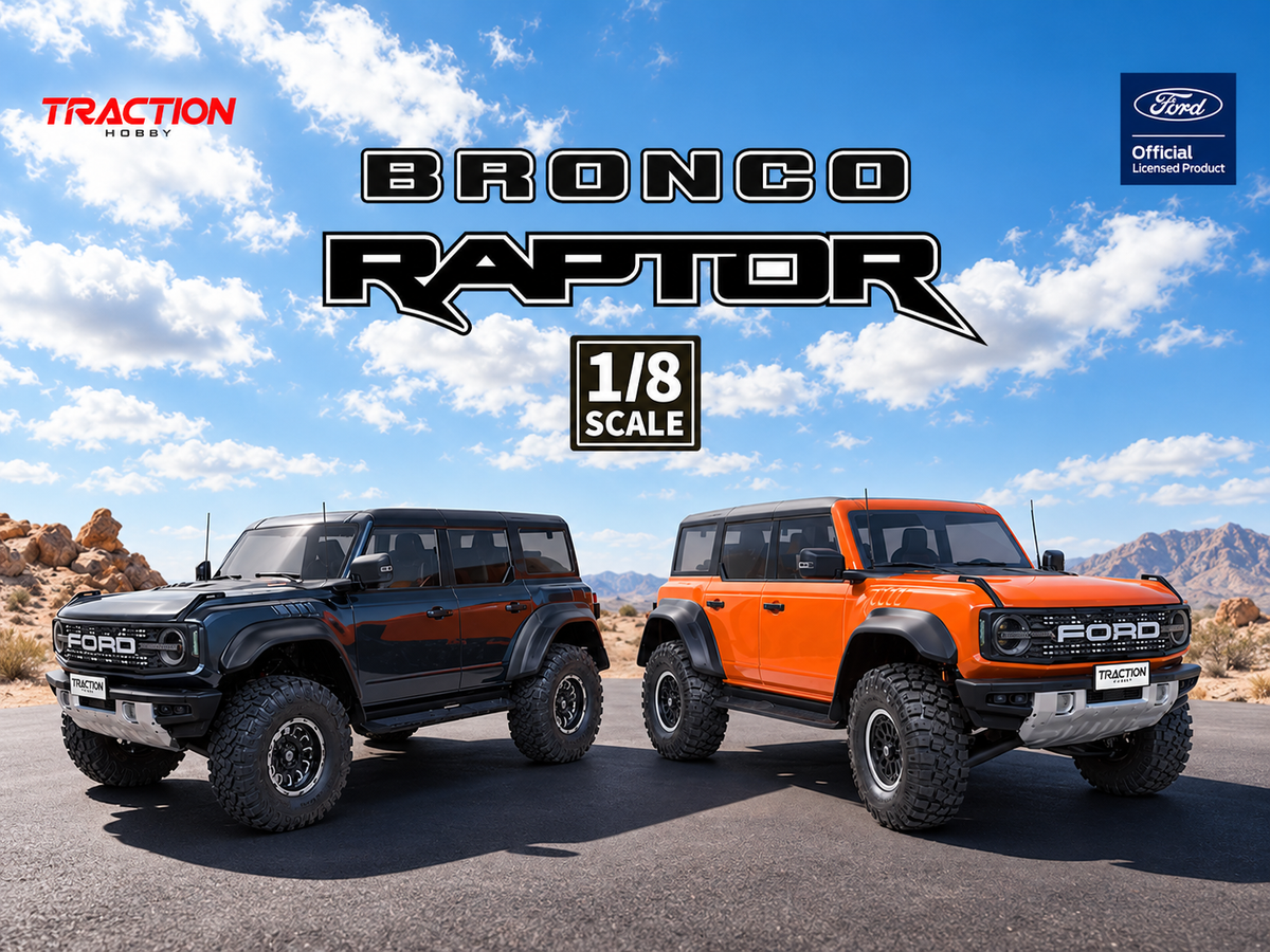 Traction Hobby Bronco Raptor orange and gray models