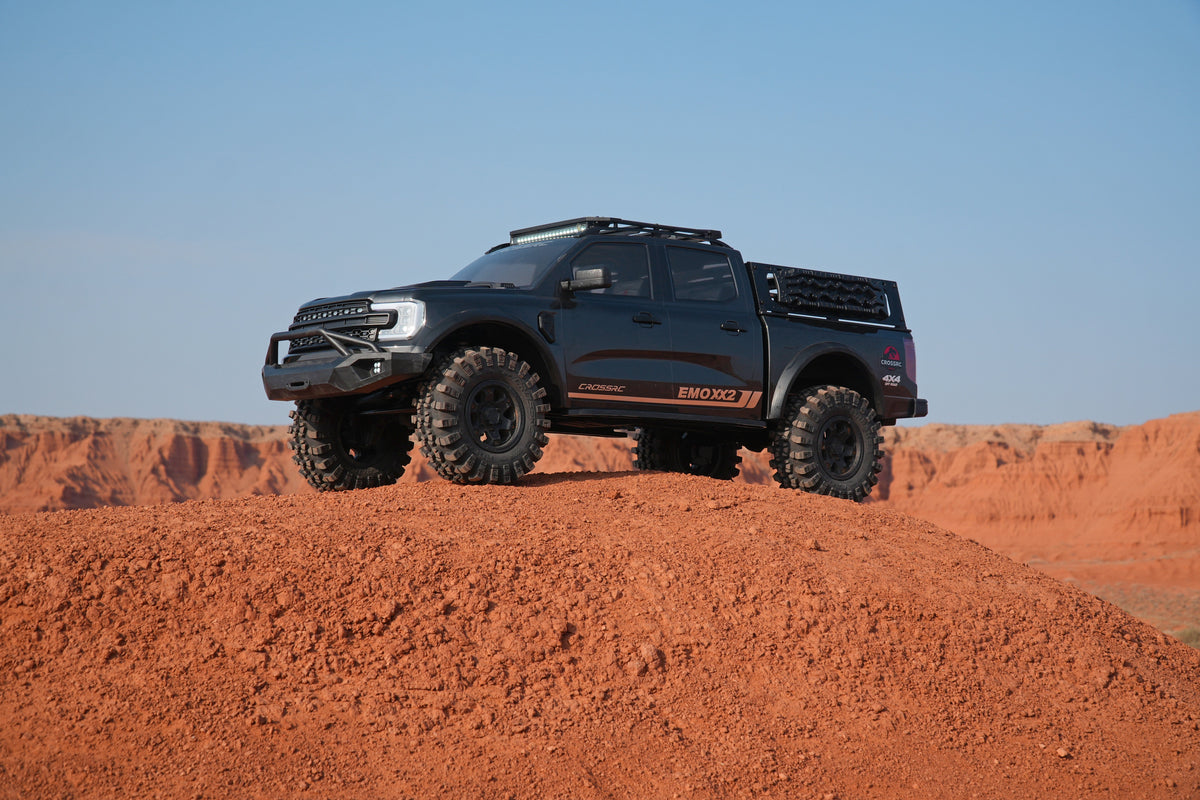 CROSSRC EMO XX2 1/5 Gunmetal large-scale crawler on terrain