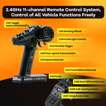 FMS FCX10 Chevrolet K5 Blazer 11-channel transmitter controls and functions