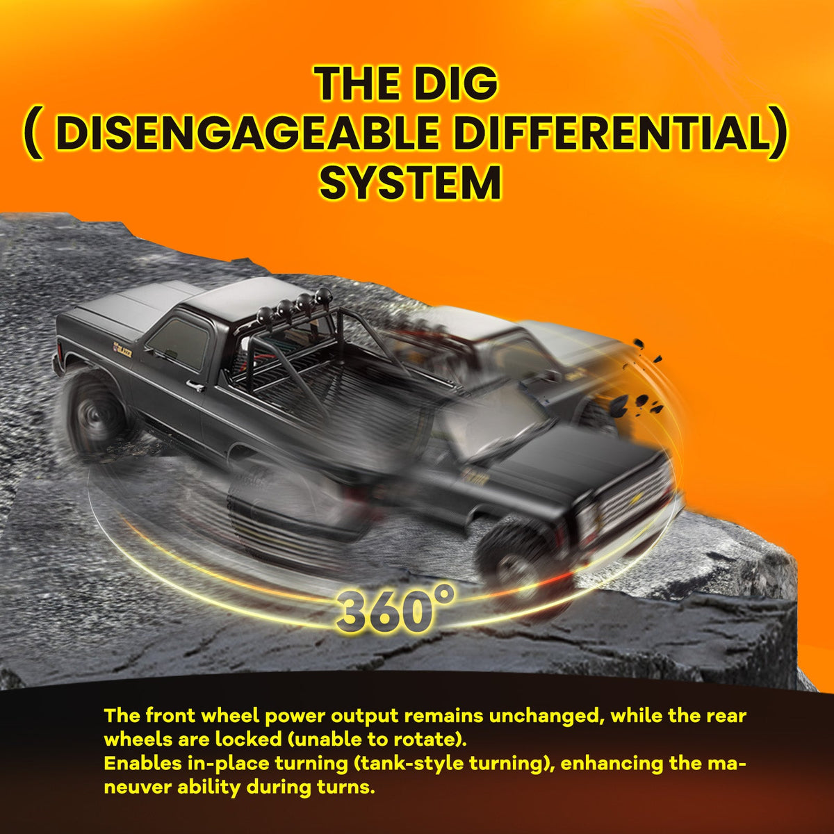FMS FCX10 Chevrolet K5 Blazer rear DIG system and reduced turning-radius explanation