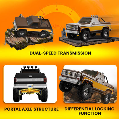 FMS FCX10 Chevrolet K5 Blazer two-speed transmission, portal axles and locking differential functions
