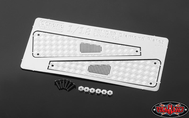 RC4WD Metal Front Side Hood Diamond Plates for 1/18 Gelande D90 detail