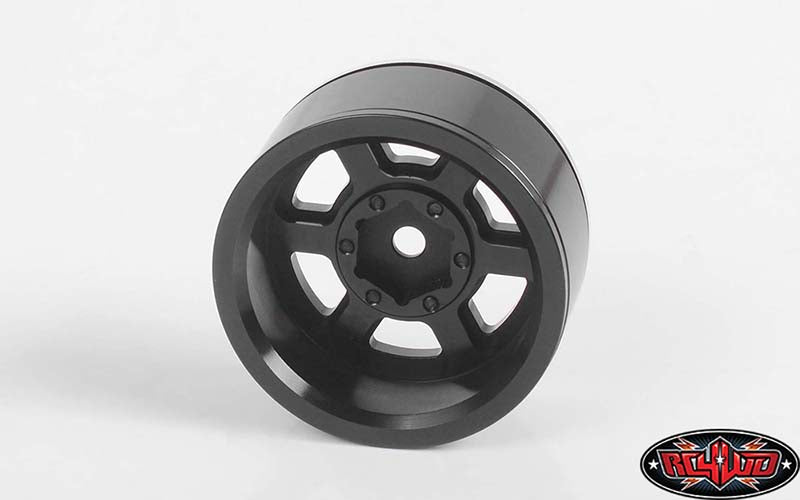 RC4WD Six-Spoke 1.55 Internal Beadlock Wheels black detail view