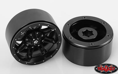 RC4WD Fuel Hostage black beadlock wheel and FUEL center cover detail