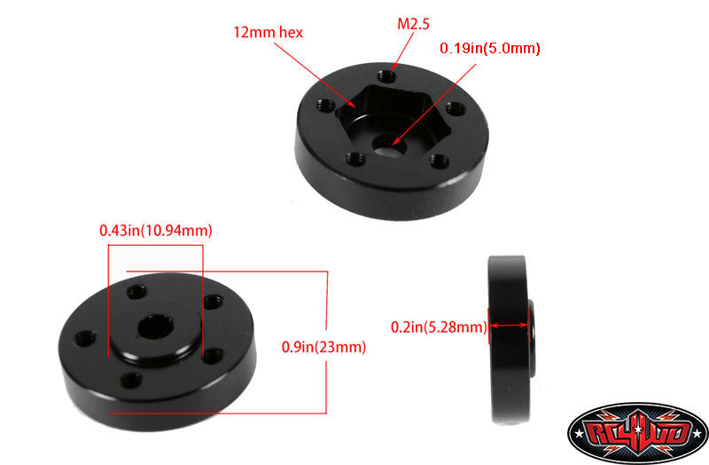 RC4WD Z-S0734 official complete set of four 1.9-inch 5-lug hex hubs
