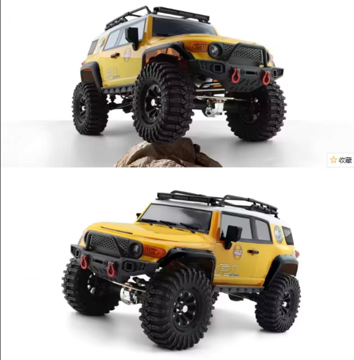 RGT EX86120 FJ Desert Fox yellow crawler front views