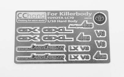 RC4WD METAL EMBLEMS FOR TOYOTA KILLERBODY LC70