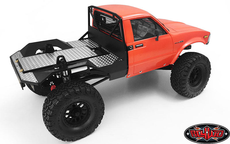 RC4WD VVV-C0380 Metal Rear Bed Style A installed rear three-quarter view