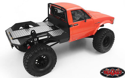 RC4WD VVV-C0380 Metal Rear Bed Style A installed rear three-quarter view